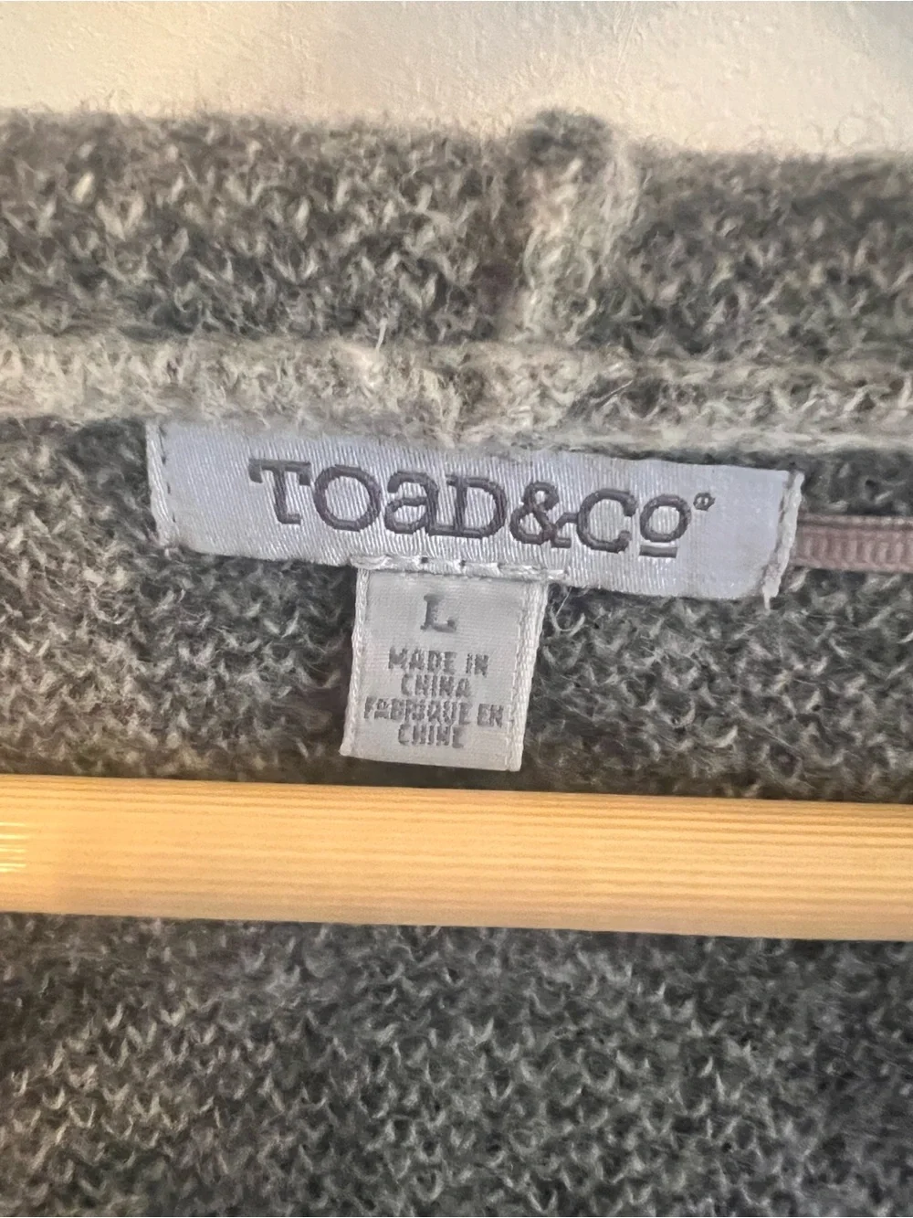 Toad&Co Wool Gray & Black Geometric Hooded Cardigan - Picture 3 of 3